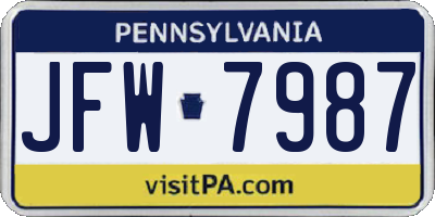 PA license plate JFW7987