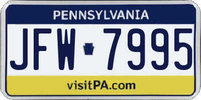 PA license plate JFW7995