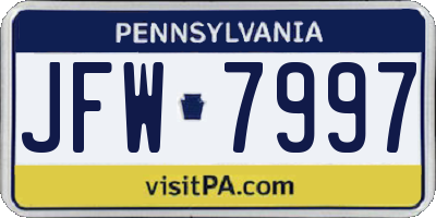 PA license plate JFW7997