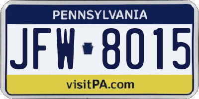 PA license plate JFW8015