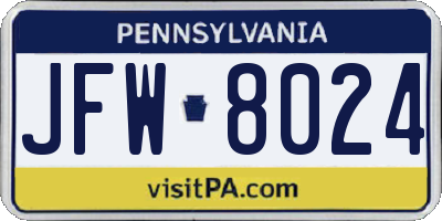 PA license plate JFW8024