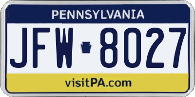 PA license plate JFW8027
