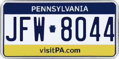 PA license plate JFW8044