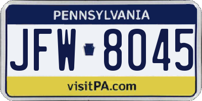 PA license plate JFW8045
