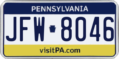 PA license plate JFW8046