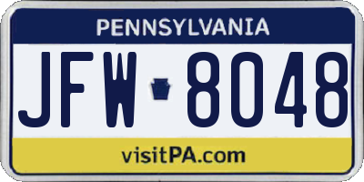 PA license plate JFW8048