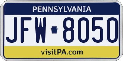 PA license plate JFW8050