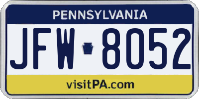 PA license plate JFW8052