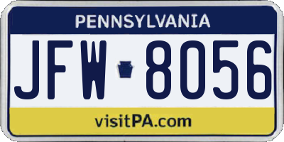 PA license plate JFW8056