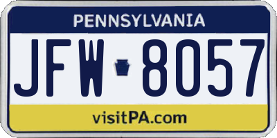 PA license plate JFW8057