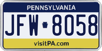 PA license plate JFW8058