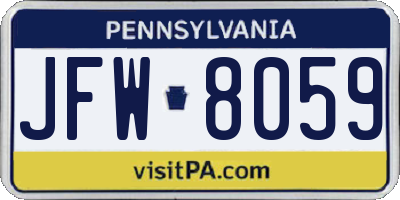 PA license plate JFW8059