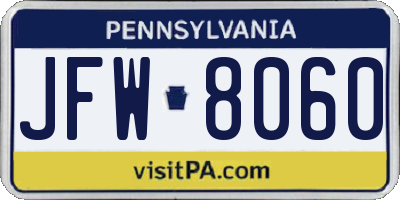 PA license plate JFW8060