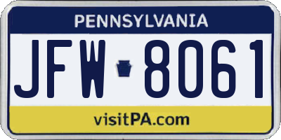 PA license plate JFW8061
