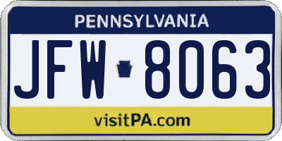 PA license plate JFW8063