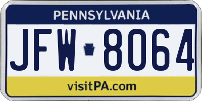 PA license plate JFW8064