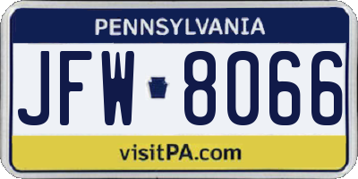 PA license plate JFW8066