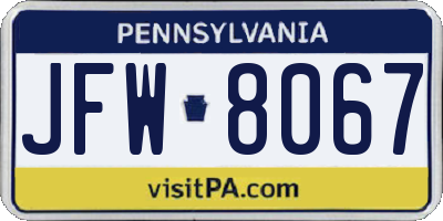 PA license plate JFW8067