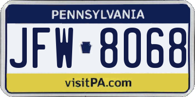 PA license plate JFW8068