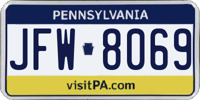 PA license plate JFW8069