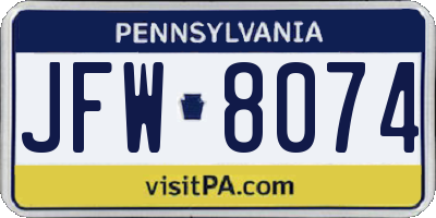 PA license plate JFW8074