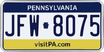 PA license plate JFW8075