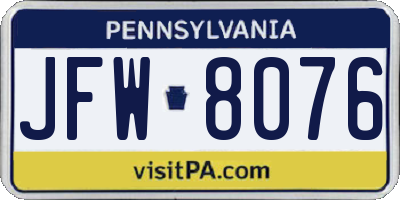 PA license plate JFW8076