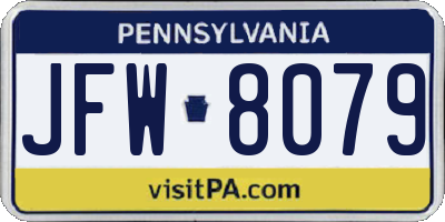 PA license plate JFW8079
