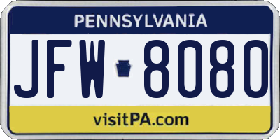 PA license plate JFW8080