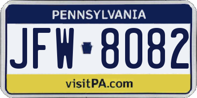 PA license plate JFW8082