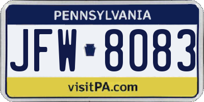 PA license plate JFW8083
