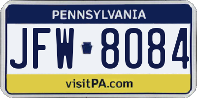 PA license plate JFW8084