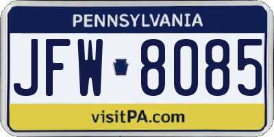 PA license plate JFW8085