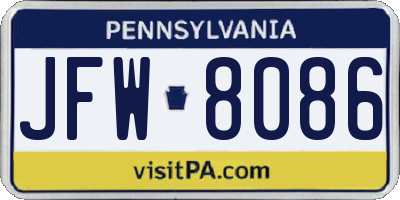 PA license plate JFW8086