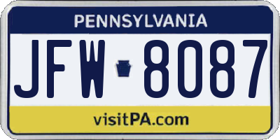 PA license plate JFW8087