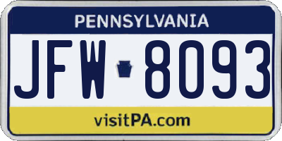PA license plate JFW8093