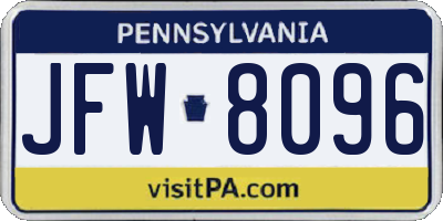 PA license plate JFW8096