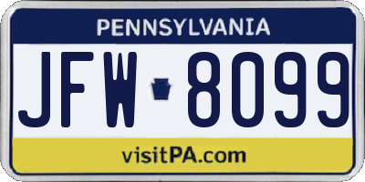 PA license plate JFW8099