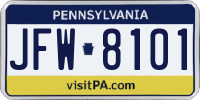 PA license plate JFW8101