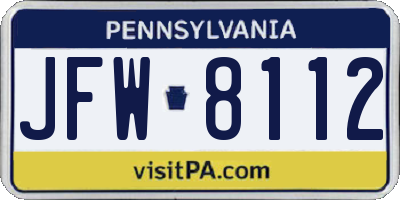 PA license plate JFW8112