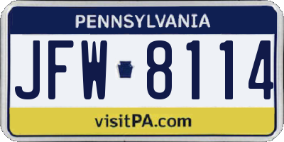 PA license plate JFW8114