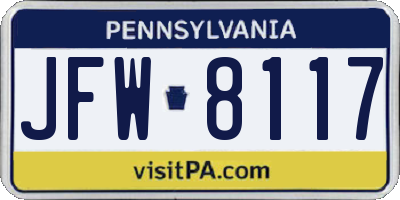 PA license plate JFW8117