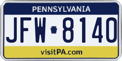 PA license plate JFW8140