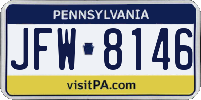PA license plate JFW8146