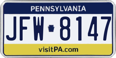 PA license plate JFW8147