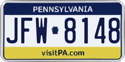 PA license plate JFW8148