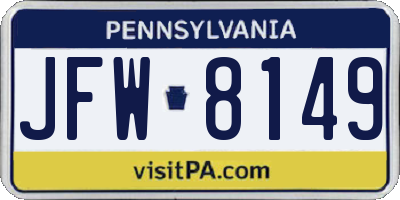 PA license plate JFW8149