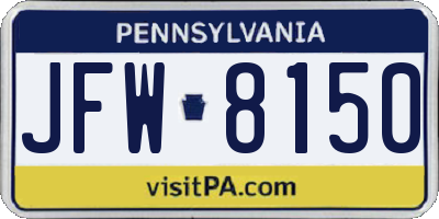 PA license plate JFW8150