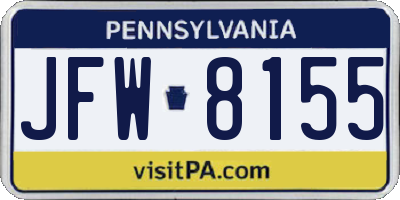 PA license plate JFW8155