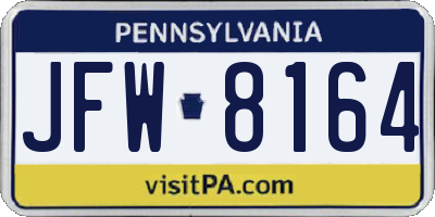 PA license plate JFW8164